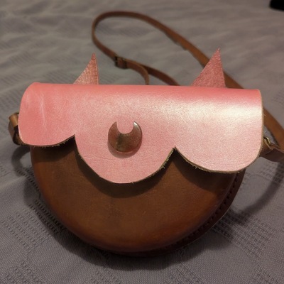Molded Leather Purse with Moon Charm